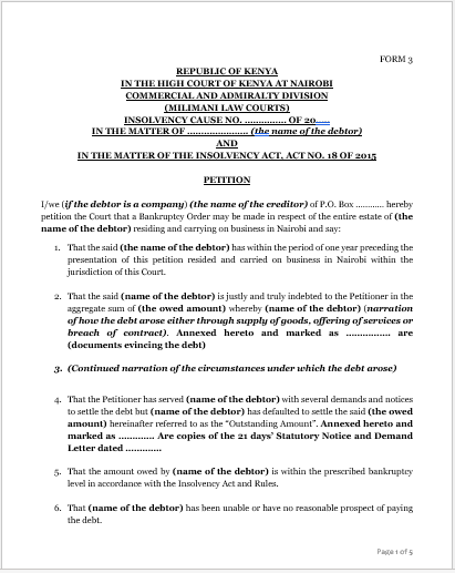 Bankruptcy Petition