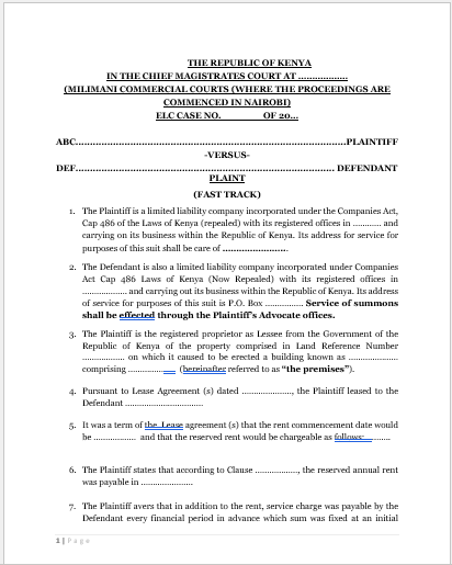 Pleadings - Sale of goods