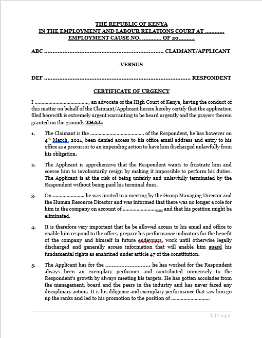 Application for Reinstatement - ELRC
