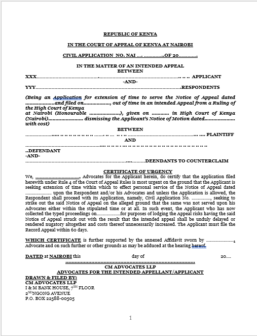 Extension of time to file Notice of Appeal Out of Time