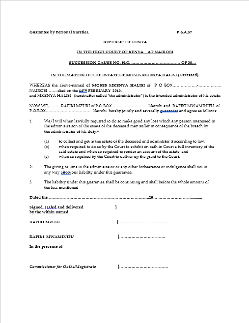 Guarantee by Personal Sureties - P _A.57