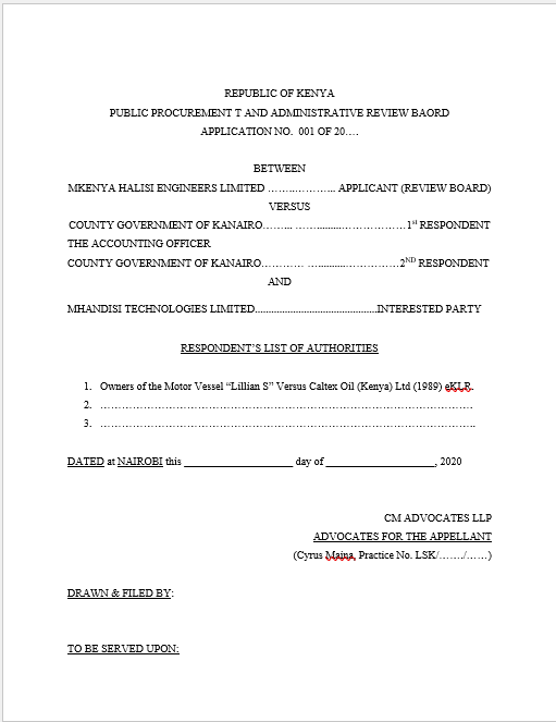 List of Authorities