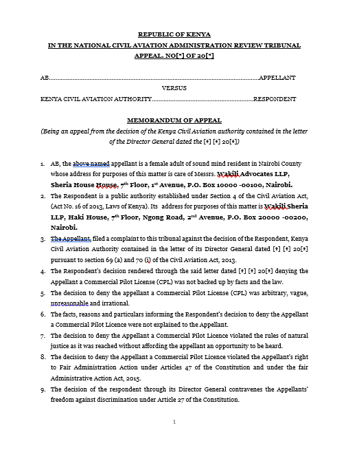 Memo and Affidavit in support
