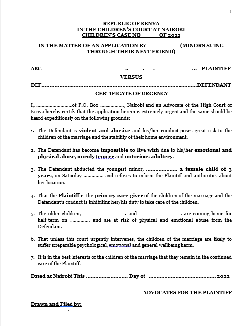 NOM pplication under Protection Against Domestic Violence Act w. Children Involved