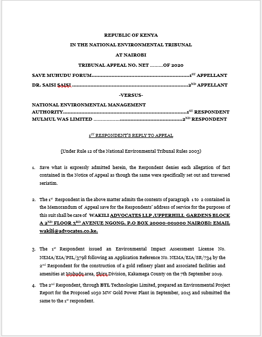Respondent’s Reply to Appeal